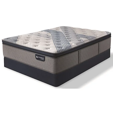 King Plush Pillow Top Hybrid Mattress and Blue Fusion High Profile Foundation